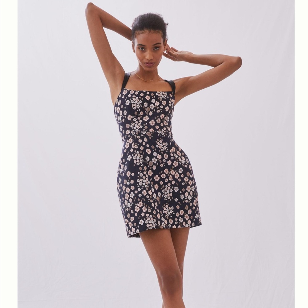 Anthropologie Maeve Jacquard Mini Dress, Black Motif, Size 16